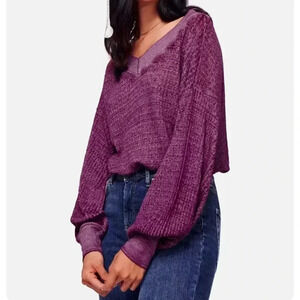 We the Free South Side Thermal Size Medium V Neck Sweater Lightweight Sheer Gauz